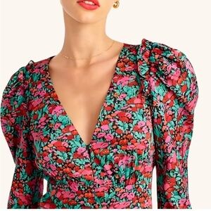 Floral V-Neck Dress J.Crew Collection drapey puff sleeve maxi dress